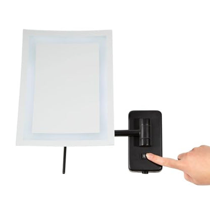 JERDON Hardwired Wall-Mount Makeup Mirror - 5X/1X - Black - JRT710BKLD | 6.5" x 9" Rectangular Frame, LED Lighting, Direct Wire Install - color: Black Direct Wire