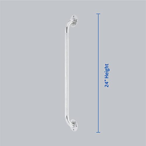 Medline Knurled Chrome 24” Grab Bar for Shower & Bathtub, Independence & Ease of Movement — for Elderly, Handicapped or Seniors, 300 lb. Capacity, 1 Bar - size: 24"