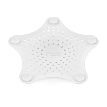 Umbra Starfish Hair Catcher, Suction Cup Drain Cover, 6-Inch, White | Silicone material, flexible and durable, water resistant seal, easy to clean, rust proof, fits standard tubs - color: White