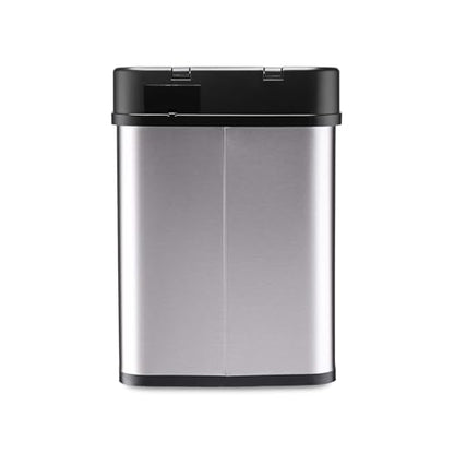 Ninestars 3 Gallon Automatic Trash Can, 12L Touchless Motion Sensor Bathroom or Bedroom Garbage Can with Odor-Sealing Lid, Rectangular Stainless Steel Base, Black Lid - color: Black