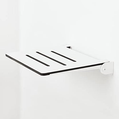 Seachrome 18 inch Silhouette Slimline Folding Wall Mount Shower Bench Seat, White Seat with White Frame - color: White Seat With White Frame