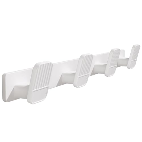 Coat Rack Wall Mount Coat Hooks - White Hook Rack with 4 Hooks Aluminum Wall Rack Hooks for Hanging Coat Hat Bag Towel Hanger Rustproof Coat Holder - color: White, size: Square 4 Hooks 1 Pack