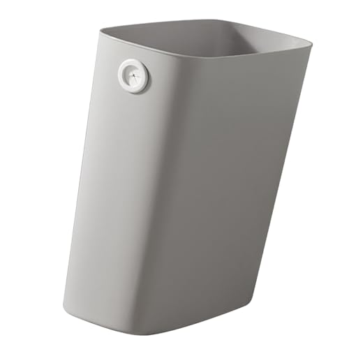 Agatige Small Trash Can, Pp Slim Open Top Narrow Garbage Container Bin Wastebasket Garbage Can with Fixing Holes for Bathroom Office Bedroom Kitchen (Grey) - color: grey