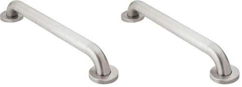 Moen R8912P Bathroom Safety 12-Inch Stainless Steel Bathroom Grab Bar with Concealed Screws, Stainless (Pack of 2) - size: 12 Inch (Pack of 2)