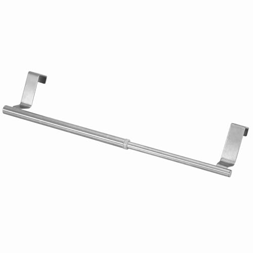 Stainless Steel Retractable Towel Rack – NoDrill Hanging Single Bar, 34cm, Fits Doors <1.9cm Thick (34cm Retractable Horizontal bar) - size: 34cm retractable horizontal bar