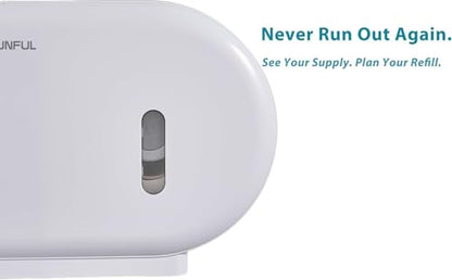Twin Jumbo Toilet Roll Dispenser: Double 9 Inch Paper Holder Wall Mount with Key Lock for Commercial Office & Public Restrooms, Design by Modunful MD-902-White - color: White, size: 2 Rolls