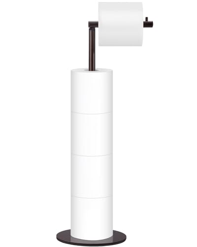 Toilet Paper Holder Stand, Free Standing Toilet Paper Roll Holder for 4 Spare Rolls, Modern Bathroom Toilet Paper Stand with Reserve, Oil Rubbed Bronze, Housen Solutions