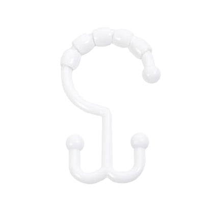 Kenney - Shower Curtain Rings, Rust-Proof Plastic Double Hooks with Beaded Glide Design, Smooth Sliding for Standard Shower Rods, Easy Install, White, 12 Pack - size: Standard
