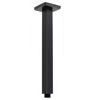 Ceiling Mount Rain Shower Head Extension Arm with Flange 20 Inches Square Straight Extender Extension Pipe Replacement, Long Shower Arm for High Ceiling,Oil-Rubbed Bronze - color: Oil Rubbed Bronze, style: 20inch
