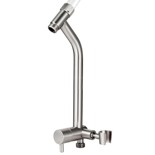 G-Promise Metal Shower Diverter with Low Handheld Holder (Brushed Nickel) | 10 Inch Downward-Extend Bracket for All Heights, 4 Spray Modes with Pause, Anti-Leak, Easy Install, Universal Replacement - color: Brushed Nickel, size: Lower 9 Inch