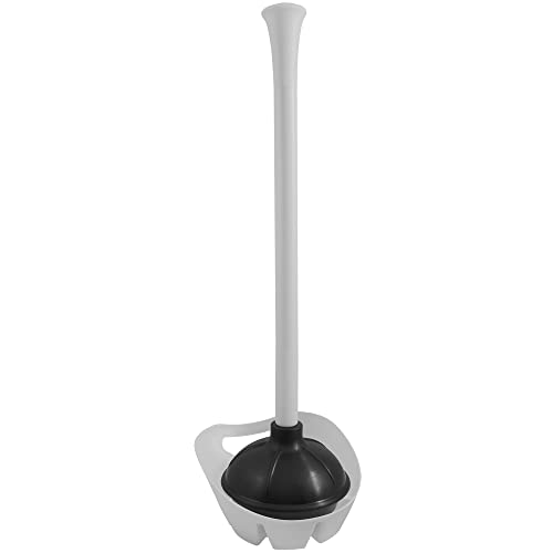 Plumb Craft Toilet and Drain Plunger with Holder Combo, Black/White
