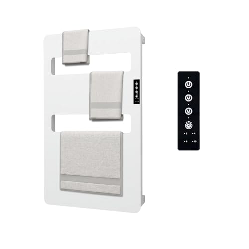 Towel Warmers for Bathroom, Towel Warmer Rack with Timer, Heated Towel Rack Wall Mounted, Electric Towel Warmer, Towel Heater, Bath Towel Dryer, Hardwired or Plug-in Models- 31x18 inch - color: White, size: 31" × 18"
