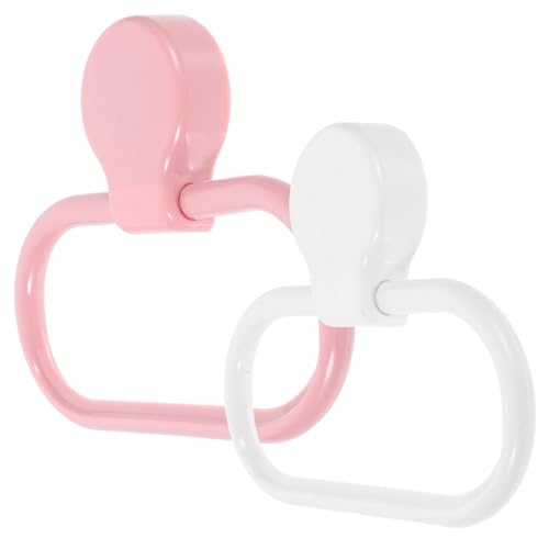 MAGICLULU 2pcs Self-Adhesive Plastic Hand Towel Ring Bathroom Towel Holder Small No-Tool Installation for Kitchen and Bathroom Wall Mount