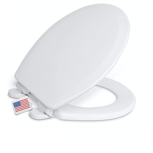 Centoco Round Toilet Seat, Slow Close, Wood Core/Plastic Finish, USA, Crane | Heavy-Duty Wood Core with Plastic Scratch-Resistant Finish, Made in the USA, DDSAMAZ7SC-301 - color: Crane White, size: Slow Close Round