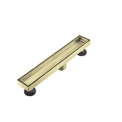 AVSIILE Linear Shower Floor Drain, Brushed Gold 12 Inch 304 Stainless Steel Bathroom Drains Kit, Rectangular Shower Trench Drain with Reversable Tile-in Pattern Drain Cover & Hair Catcher - color: Brushed Gold, size: 12 Inch