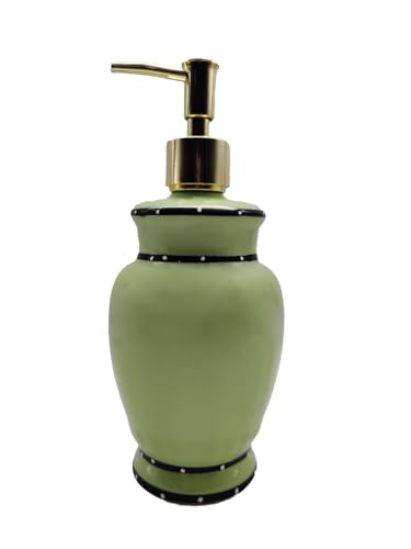 ACK Ceramic Hand Painted Tuscany Pistachio Green Refillable Soap/Lotion Dispenser, Lotion Jar, Kitchen Décor, Bathroom Décor - color: Green