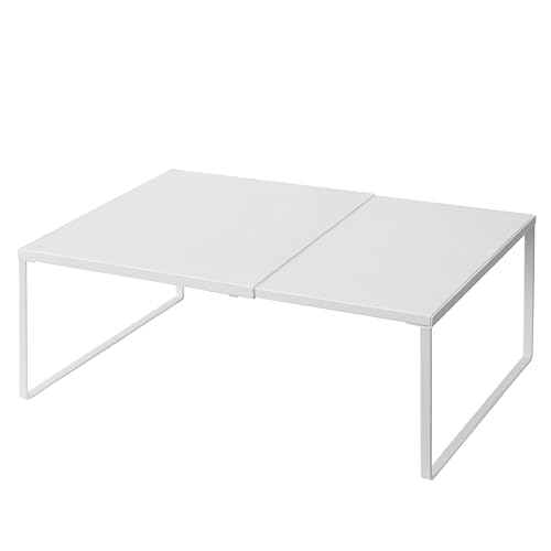 Nxconsu Expandable Cabinet Shelf, Shelf Riser for Cabinets, 11.8" White | Edgeless Metal Cabinet Riser Holds 50 lb and Expands 14.6 to 24.6 in for Under Sink Kitchen Pantry Cupboard Shelf - color: White, size: 11.8’’D * 14.56-24.6’’W * 8.46’’H