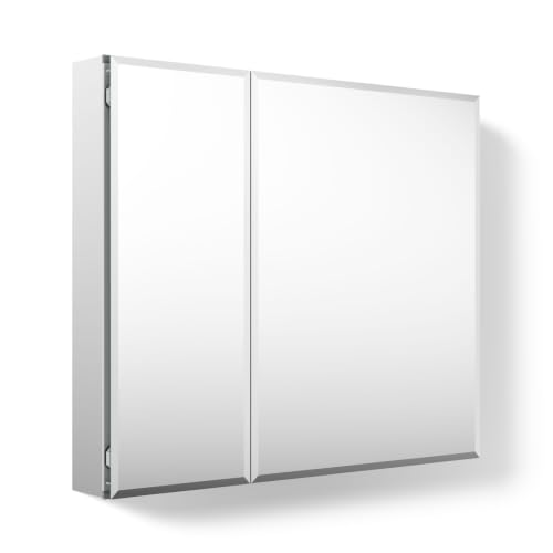 Kohler CB-CLC3026FS Bathroom Medicine Cabinet with Mirror, Beveled Mirror Doors, Adjustable Shelves, Rectangular Beveled Edge, 30 in. W x 26 in. H - size: 30 in. x 26 in., style: Beveled Edge