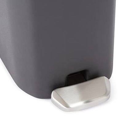 Amazon Basics Compact Plastic Bathroom Trash Can with Soft-Close Lid, Hands-Free Foot Pedal, Removable Inner Bucket, 6L / 1.6 Gallon, Black - size: 6L / 1.6 gallon