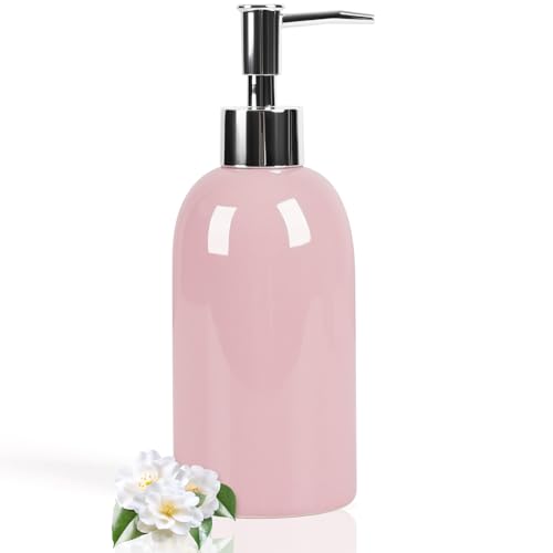Natheeph Soap Dispenser for Bathroom/Kitchen Fill Hand Soap/Dish Soap, 14OZ | Soap Pump Dispenser Bottle, Ceramic Soap Dispenser Refillable Shampoo/Lotion/ Liquid/Detergent for Bathroom/Kitchen (Pink) - color: Pink