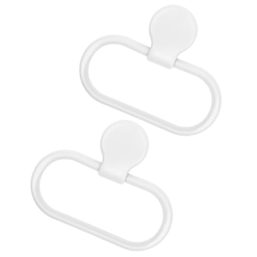 2pcs Self-Adhesive Towel Ring for Bathroom Easy No-Drill Installation Hand Towel Holder with Minimalist White Design Wall Mount Wash Cloth Rack for Kitchen and Bath