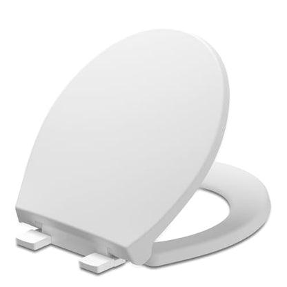 Slow Close Toilet Seat, Fit Round and Standard Toilets, Quick Release Hinges for Easy Clean, Two Mounting Options for Easy Installing, Heavy Duty, Never Loosen, White - size: Round