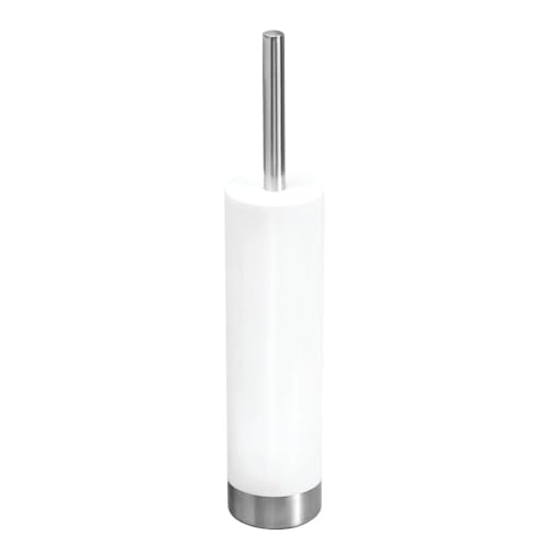 iDesign Slim Toilet Bowl Brush and Holder for Bathroom Storage - White/Brushed Stainless Steel, 1 x Toilet Brush | Bathroom Storage - color: White, style: Bowl Brush
