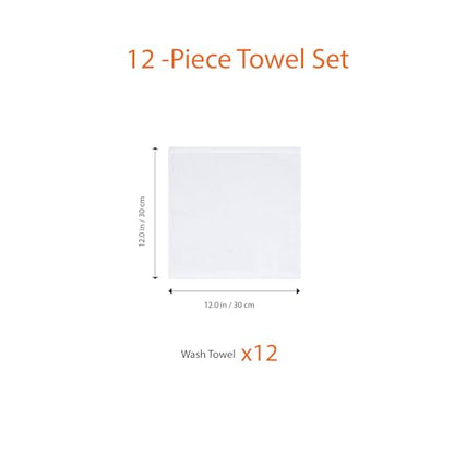 Amazon Basics Cotton Washcloths, Lightweight Quick-Dry, Absorbent Face and Body Towel Set, 12" x 12", White, 12-Pack - color: White, size: 12 Piece, style: Washcloth (Pack of 12)