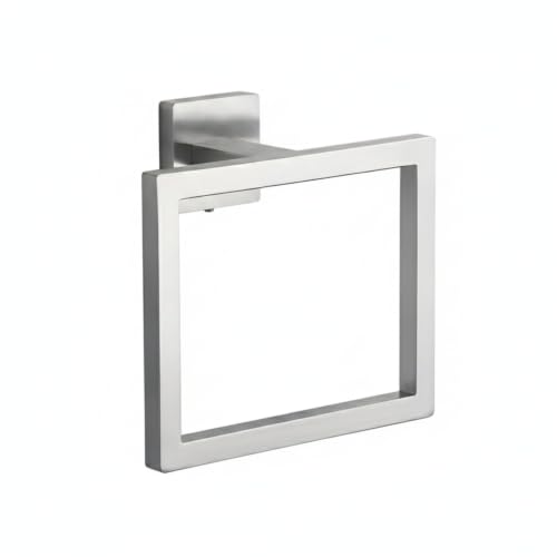 6.3 x 5.1 Inch Square Tube Towel Ring, Stainless Steel Wall Mount Hand Towel Holder for Bathroom Sink Vanity