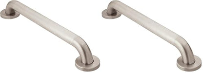 Moen Home Care Bathroom Safety 18 Inch Stainless Steel Handicap Grab Bar for Bathtub and Shower, Slip Resistant Finish, Elderly Assistance Product, Polished Brass, R8918P (Pack of 2) - color: Peened, size: 18 Inch (Pack of 2)