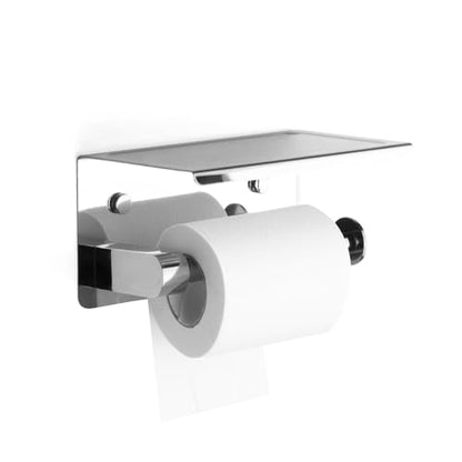 [SARIHOSY] Paper Holder with Shelf Toilet Paper Holder Wall Mount Stainless Steel Material Surface Waterproofing for Bathroom - color: Silver