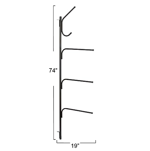 Household Essentials Hinge-It Clutterbuster Steel Valet Family Towel Bar, Black - color: Black