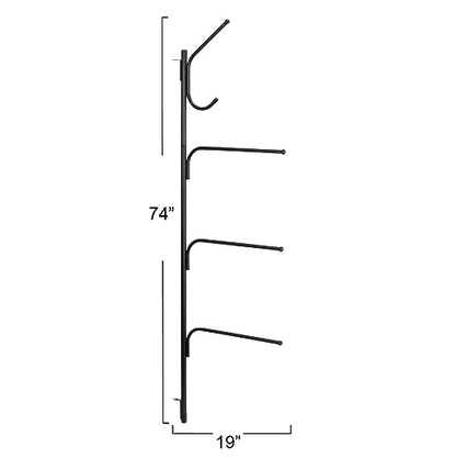 Household Essentials Hinge-It Clutterbuster Steel Valet Family Towel Bar, Black - color: Black