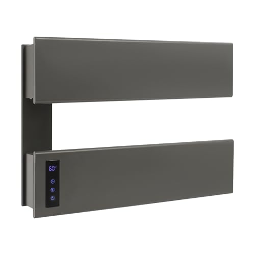 Electric Towel Warmer, Wall-Mounted Towel Heater with Timer & LED Screen, Temperature Adjustment, IPX4 Waterproof Towel Rack Dryer for Bathroom, Hotels, Home, Wide Heating Panel, 17.72" W (2 Tier) - size: 2 Tier