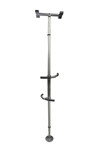 Sure Stand Pole, Elderly Tension Mounted Floor to Ceiling Transfer-Pole, Bathroom Safety Grab Bar and Stability Rail with Adjustable Curved Hand Grips and Padded Handle, Graphite - color: Graphite, size: Sure Stand Pole