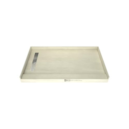 Redi Trench 36 In x 60 In Single Curb Tileable Shower Pan with Left Drain and Linear Brushed Nickel Grate - color: Left Drain, Single Curb, Brushed Nickel