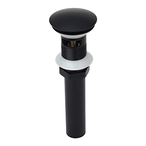 Matte Black Push Button Bathroom Sink Drain Stop & Pop Lavatory Stopper with Overflow Bathroom Basin - color: Matte Black, style: With Overflow