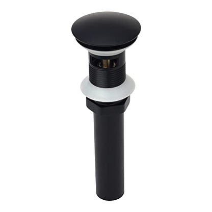 Matte Black Push Button Bathroom Sink Drain Stop & Pop Lavatory Stopper with Overflow Bathroom Basin - color: Matte Black, style: With Overflow