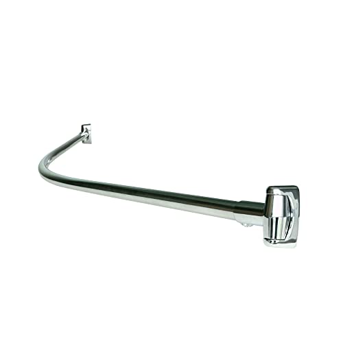 60 Inch Fixed Stainless Steel Curved Shower Curtain Rod (Chrome Plated) | Hotel-quality rustproof 5 foot wall-mounted rod with a solid one-piece build for added shower space and smooth ring sliding - color: Chrome