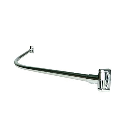 60 Inch Fixed Stainless Steel Curved Shower Curtain Rod (Chrome Plated) | Hotel-quality rustproof 5 foot wall-mounted rod with a solid one-piece build for added shower space and smooth ring sliding - color: Chrome
