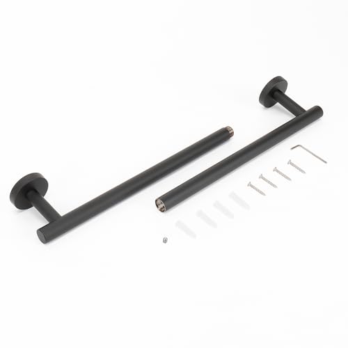 NearMoon Bath Towel Bar, Thicken Stainless Steel Shower Towel Rack Holder Wall Mounted for Bathroom, 24-lnch Overall Length-21-lnch Usable Hanging Space (1 Pack, Matte Black) - color: Matte Black, size: 24 Inch