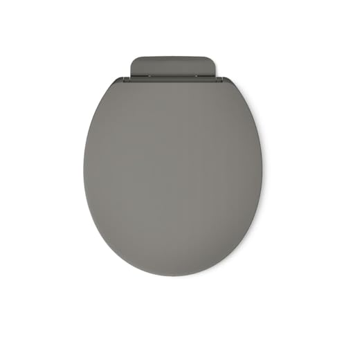 KOHLER K-26802-58 Impro ReadyLatch Quiet Close Round Toilet Seat, Soft Close Lid, Compatible with Round Toilets, Thunder Grey (Pack of 2) - color: Thunder Gray, size: Round (Pack of 2)