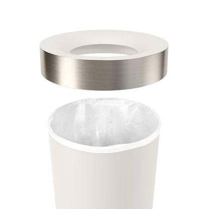 Umbra Vento Kitchen Trash Can, Open Top Bin, 16.5 Gallon, Sand/Nickel | Brushed metal accents, bag concealing design, easy wipe clean, fits home and office, durable plastic - color: Sand/Nickel
