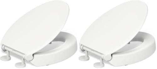 KOHLER 25875-0 Hyten 3" Height, Elevated Soft Close Elongated Toilet Seat, Contoured Seat with Grip-Tight Bumpers, Quick-Attach Hardware, No Slam Toilet Seat, White (Pack of 2) - color: White, size: Elongated (Pack of 2)