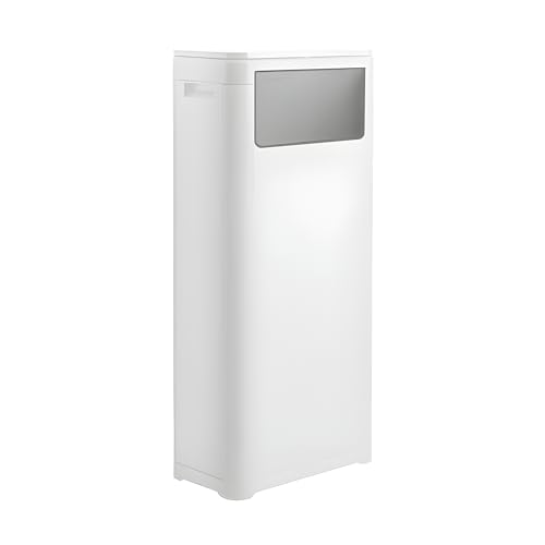WanWanKa Trash Can with Lid, Large Tall 8 Gallon Commercial Trash Can, Plastic Waste Bin with Press top Lid, White Garbage Can Suitable for Kitchen, Bathroom, Bedroom, Living Room, Office - color: White