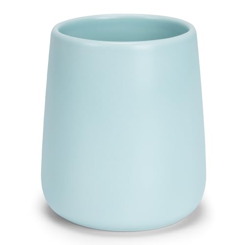 Bathroom Tumbler Cup Ceramic 13.5oz Reusable Toothbrush Cup 400ml,Toothbrush Holder Adequate for Your Bathroom (Cyan) - color: Cyan, size: 1pcs