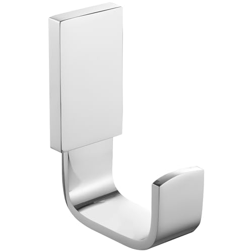 Brass Towel Hook, Bathroom Robe Coat Clothes Hook, Polished Chrome | Wall Mounted with Screws for Bathroom, Kitchen, Hotel, Garage, Laundry, Square Coat and Hat Hooks, Rustproof & High Quality - color: Polished Chrome, size: 1 Pack