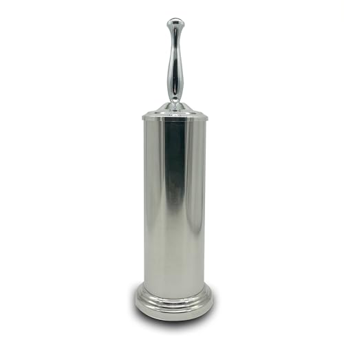 Chrome Silver Metal Toilet Bowl Brush with Handle Lid Holder, Durable Bathroom Cleaning Tool for Easy Toilet Maintenance, Bathroom Toilet Brush for Efficient Cleaning and Hygiene - color: Chrome (Mbb4814)