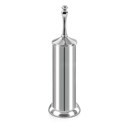 Silver Toilet Brush and Holder，Extra Long Handled Toilet Brush for Bathroom，Stainless Steel Heavy Duty Toilet Bowl Brush,Deep Cleaning Modern Toilet Cleaner Brush -Space Saving, Covered Brush - color: Silver