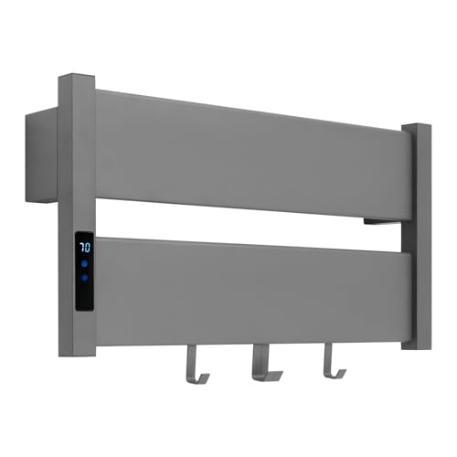 Towel Warmers for Bathroom, Wall Mounted Heated Towel Rack with Timer & Temperature Control, LED Touch Screen, Waterproof Aluminum Electric Towel Warmer Rack (Grey)